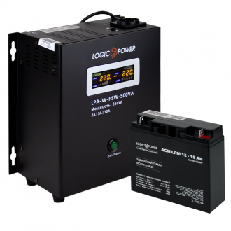 Комплект резервного живлення для котла LogicPower ДБЖ + AGM батарея (UPS A500 + АКБ AGM 235W)