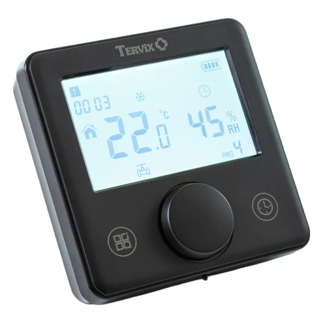 Бездротовий кімнатний термостат Tervix Pro Line з WiFi управлінням для газ./ел. котла + USB (чорний) Бездротовий кімнатний термостат Tervix Pro Line з WiFi управлінням для газ./ел. котла + USB (чорний)
