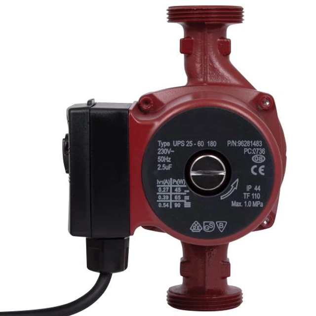 Насос циркуляційний GRS UPC 25/60/180 (червоний) з дротом (без гайок)