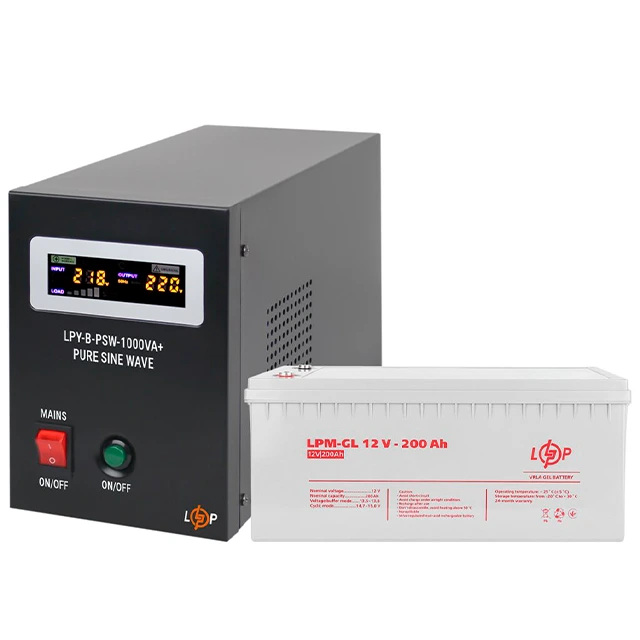 Комплект резервного живлення LogicPower ДБЖ+гелева батарея (UPS B1000VA + АКБ GL 2400W)