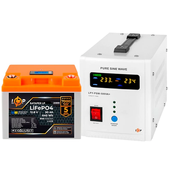 Комплект резервного живлення LogicPower ДБЖ+аккумулятор (UPS В500+ АКБ LiFePO4 640 Wh)